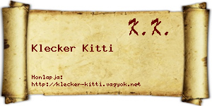 Klecker Kitti névjegykártya